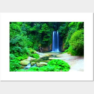 Long-exposure shot of Cascata dell'Antico Mulino in Sarnano Posters and Art